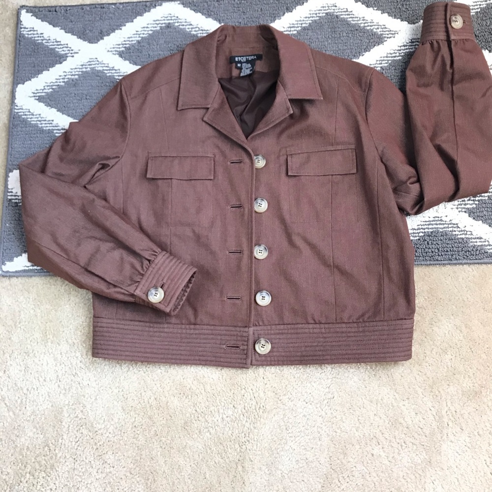 Etcetera Waist Length Button Front Jacket Womens … - image 1